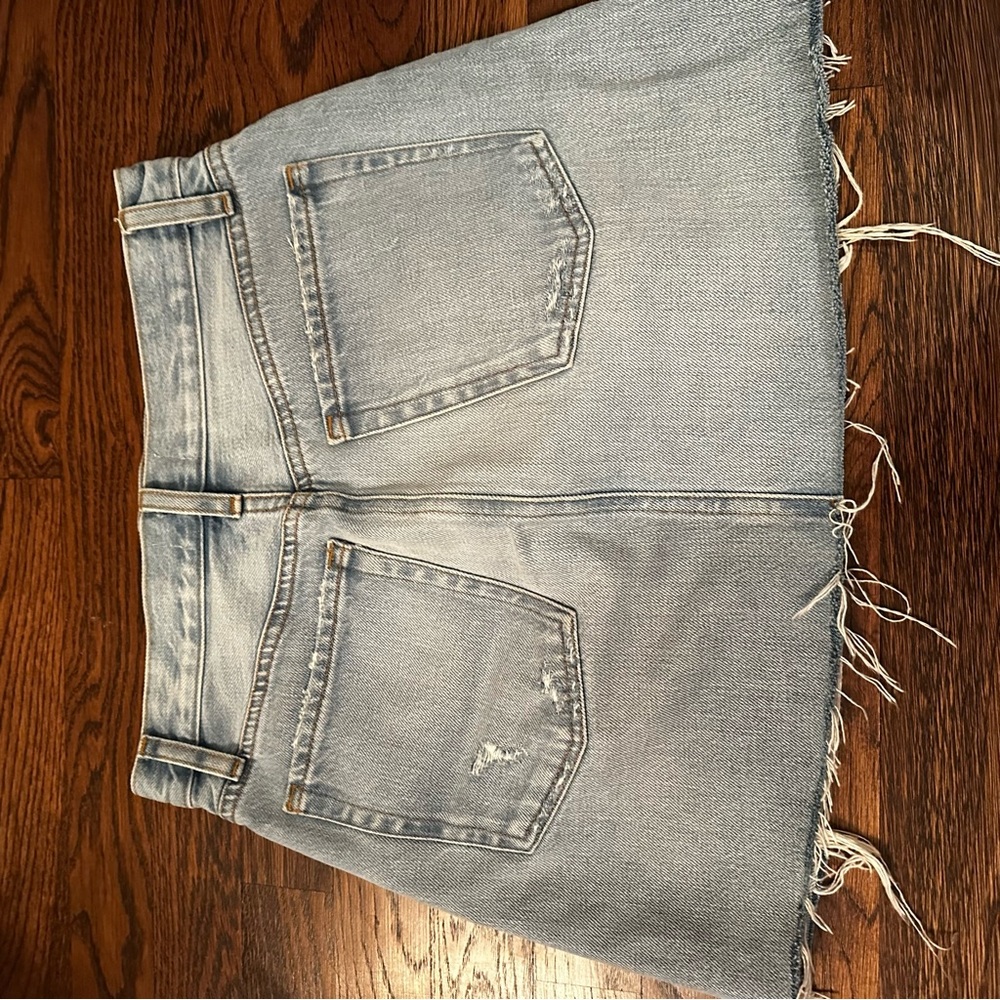 Frame Le High 'N' Tight Denim Mini Skirt | distressed jean skirt - Picture 7 of 11